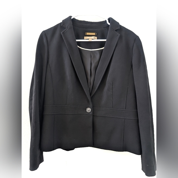 Talbots Fabric Knit In Italy Ponte Knit Blazer Black 10P Lines Business Wear - Picture 1 of 6
